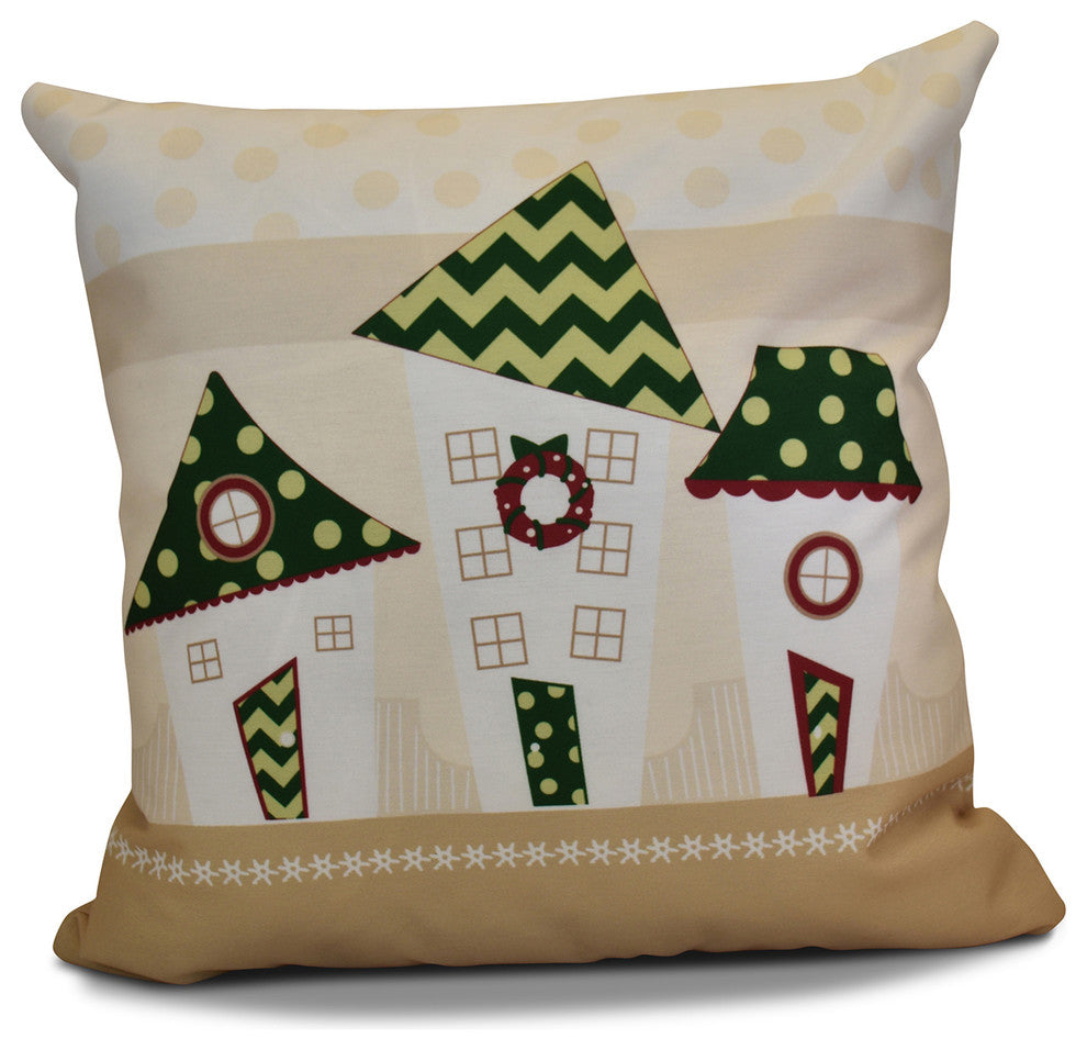 Decorative Holiday Pillow Geometric Print, Green, 20"x20"
