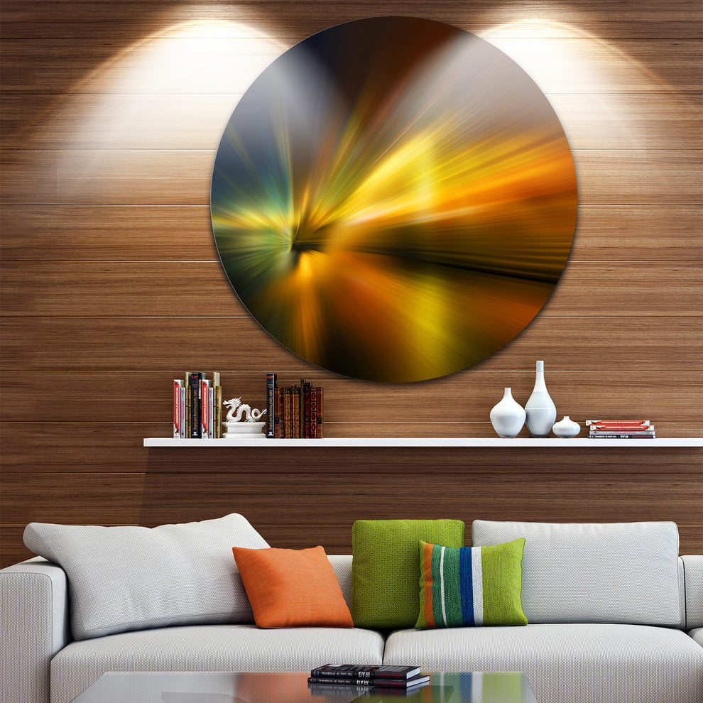Blue Over Gold Texture, Abstract Digital Art Round Wall Art, 11"
