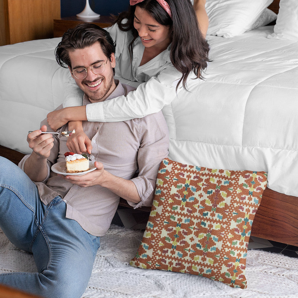 Plutus Multi-Color Morocco Damask Luxury Throw Pillow, 18"x18"