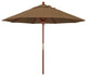 9' Square Push Lift Wood Umbrella, Olefin, Woven Sesame