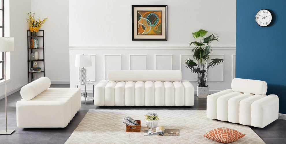 Melody Velvet Upholstered Chair, Cream, Chair