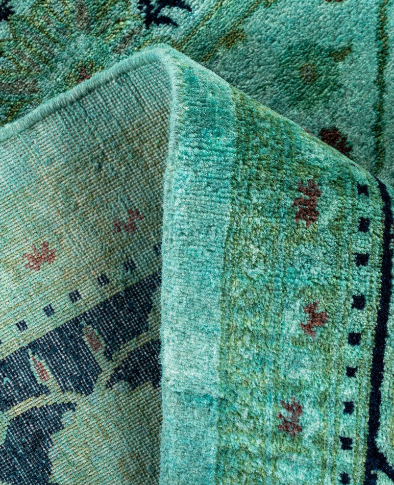 Overdyed One-of-a-Kind Hand-Knotted Area Rug Green, 6' 1" x 8' 10"