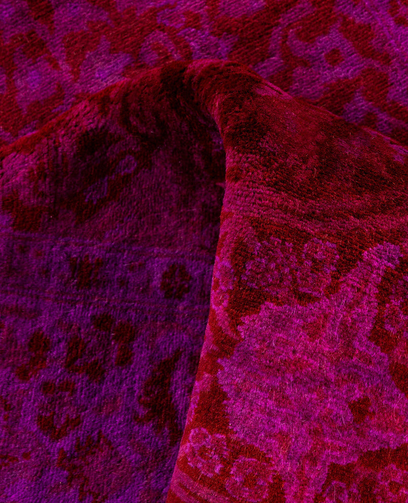 Overdyed One-of-a-Kind Hand-Knotted Area Rug Red, 3' 0" x 7' 4"