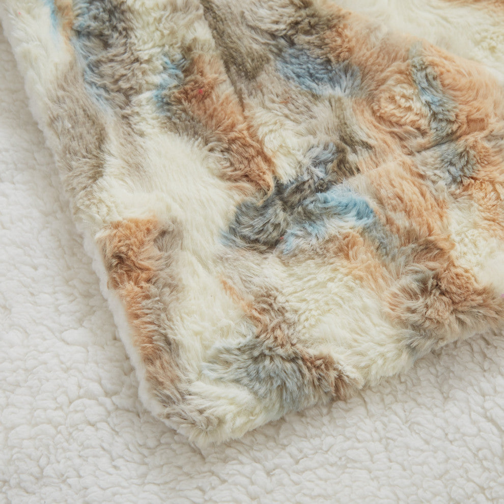 Tache Super Soft Brown Russian Lynx Faux Fur Throw Blanket, 90"x 90"