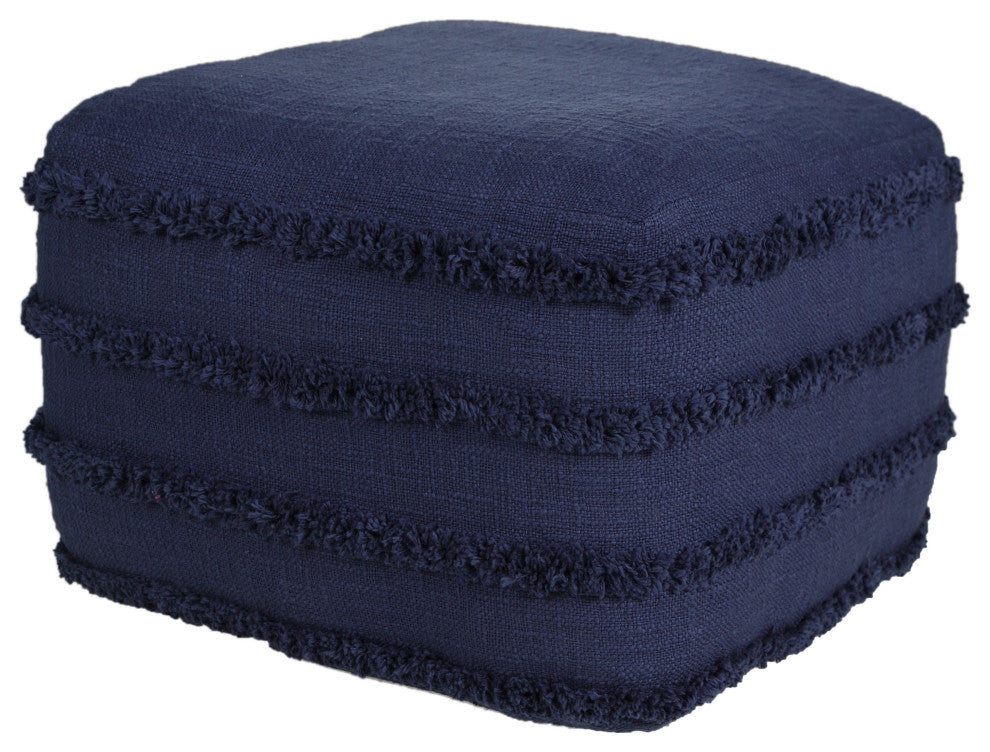 Solid Textured Stripe Pouf Ottoman