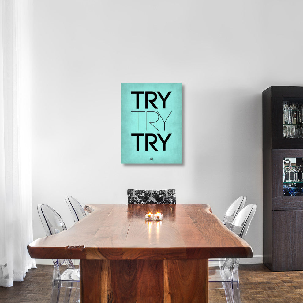 "Try Try Try Poster Blue" Fine Art Print