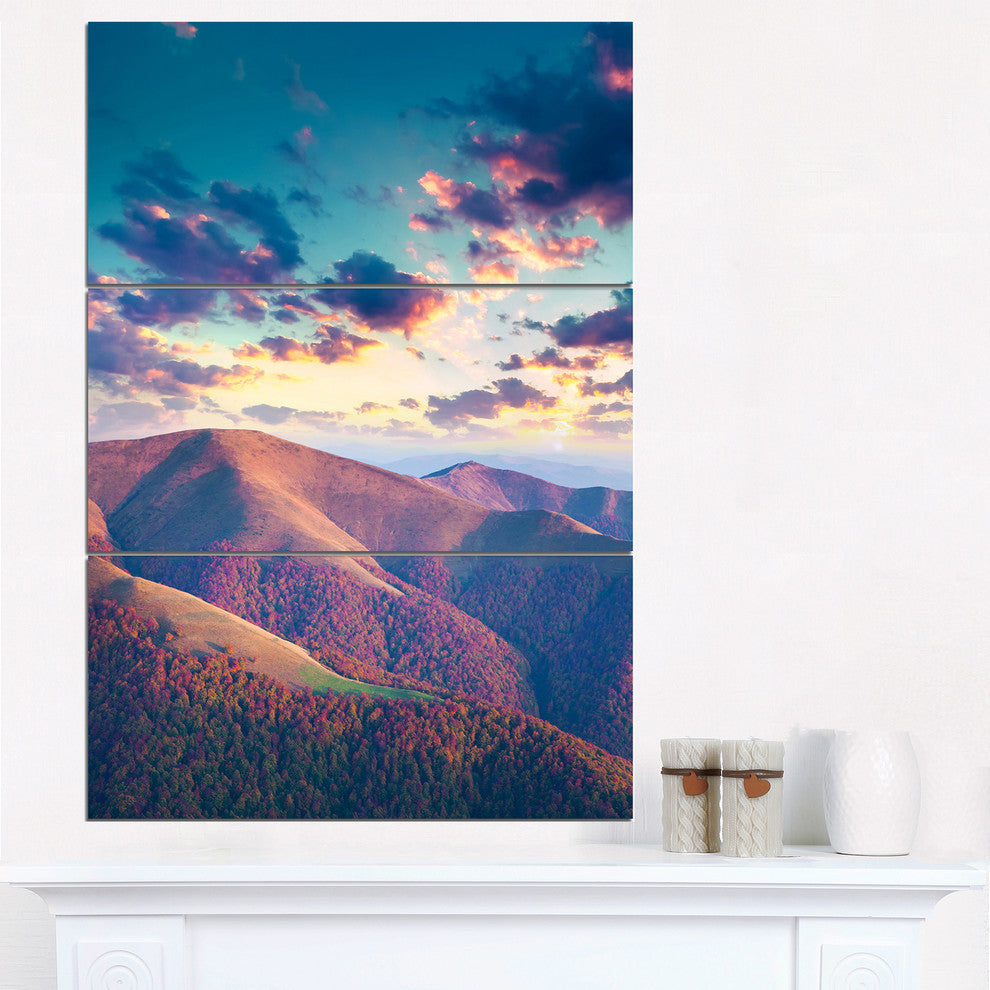 "Carpathian Hills Under Clouds" Photo Metal Wall Art, 3 Panels, 28"x36"