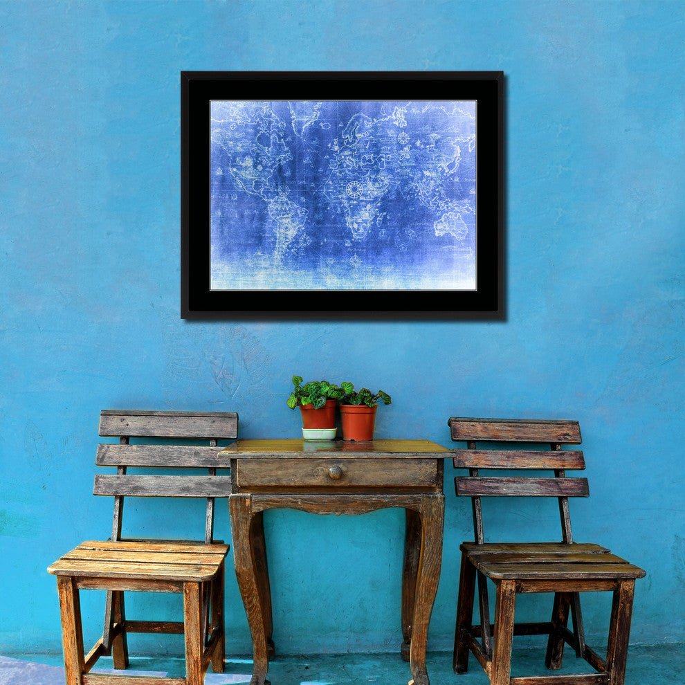 World Vintage Vivid Color Map Canvas, 16"x21"