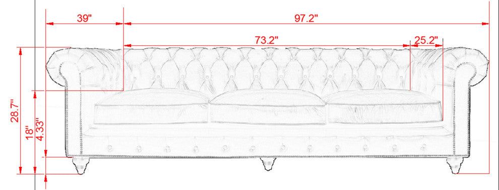 Paris Club Top Grain Leather Chesterfield Tufted Sofa, Brown