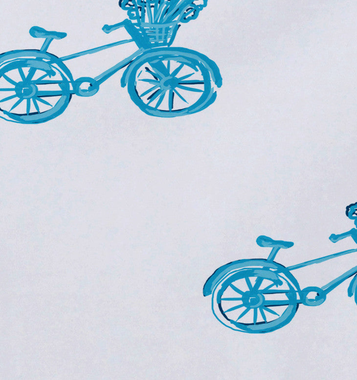Bicycles! Geometric Print Placement, Turquoise, Set of 4