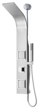 Aura 2-Jetted Shower Panel With Heavy Rain Shower and Spray Wand, Brushed Steel