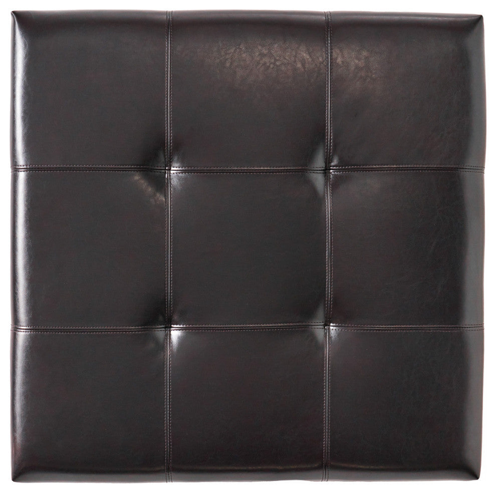GDF Studio Carlyle Fabric Storage Ottoman, Espresso Leather