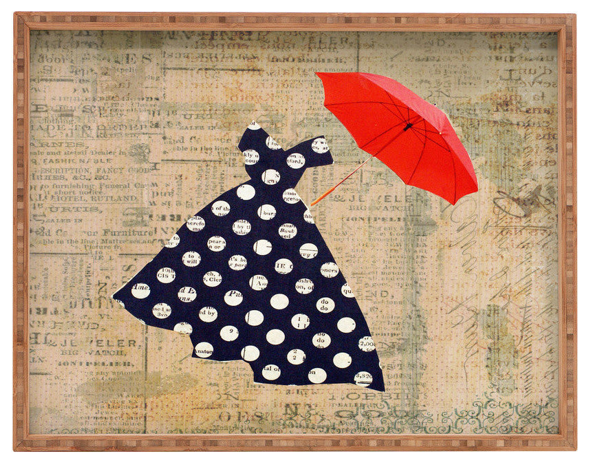 Irena Orlov Red Umbrella Rectangular Tray