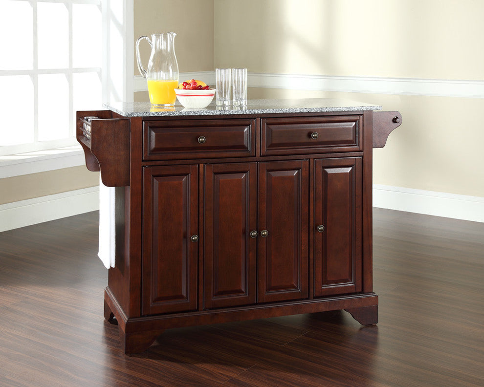 Crosley Furniture LaFayette Wood Kitchen Island in Mahogany/Silver