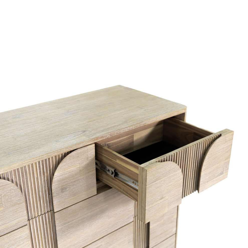 Haru 5-Drawer Acacia Chest, Beige