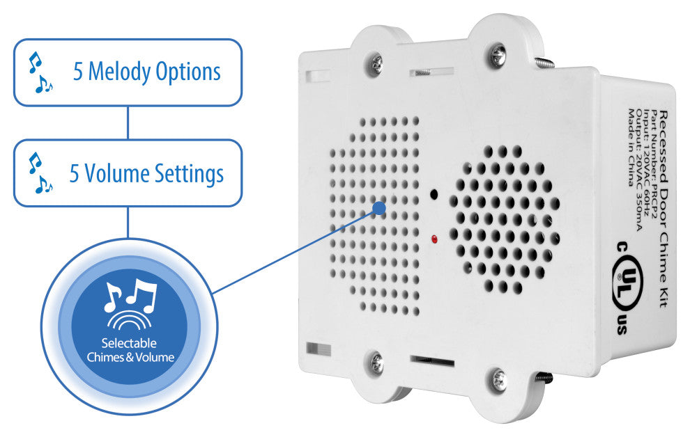 PrimeChime Plus 2 - Video Compatible Doorbell Chime Kit, White, Decorative Button