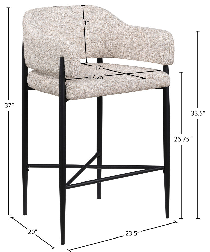 Dame Upholstered Bar and Counter Stool, Beige