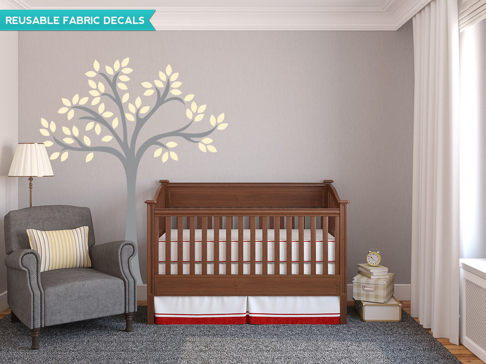 Beautiful Tree Fabric Wall Decal, Tree Wall Decor, Ivory