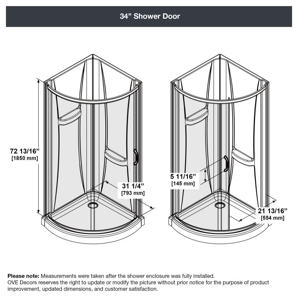 OVE Decors Breeze 34 in. Shower Kit w/ Walls,Base,Clear and Chrome Finish