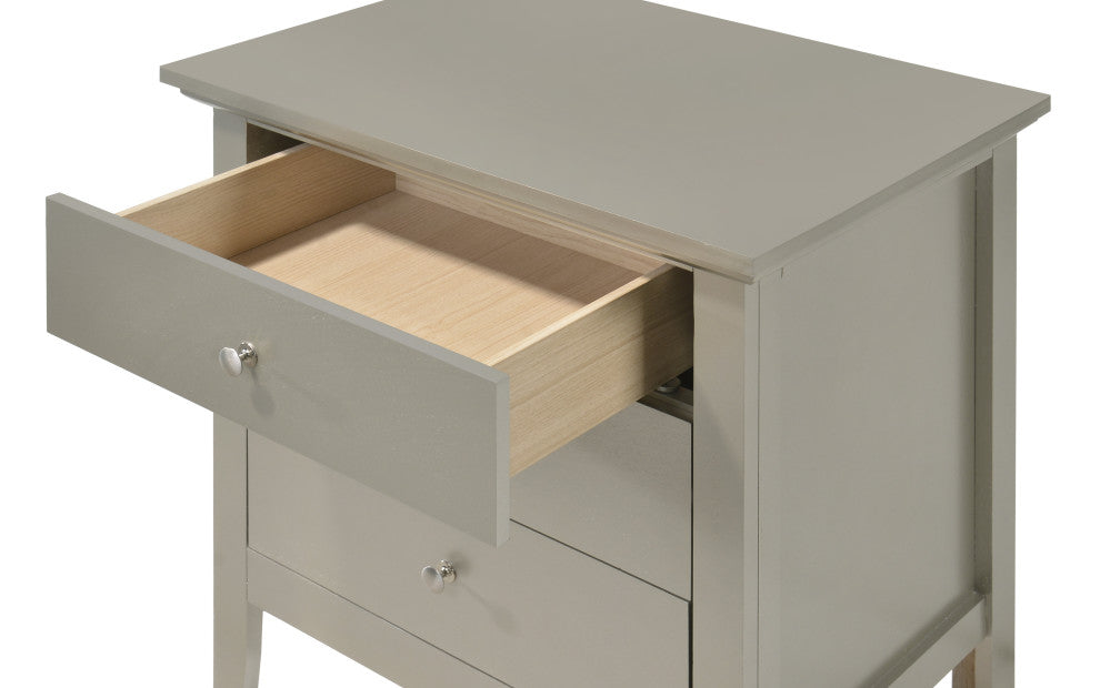 Whitley 3-Drawer Nightstand, Silver Champagne