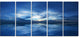"Blue Waters And Blue Sky Sunset" Modern Seascape Wall Art, 5 Panels, 60"x28"