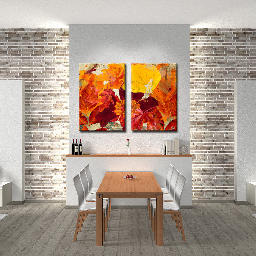 Fall Ink XII, Canvas Wall Art 2-Piece Canvas Art Set, 20"