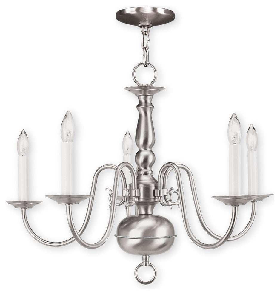 Williamsburgh Chandelier, Brushed Nickel and Brushed Nickel