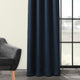 Faux Linen Grommet Room Darkening Curtain Single Panel, Indigo, 50"x96"