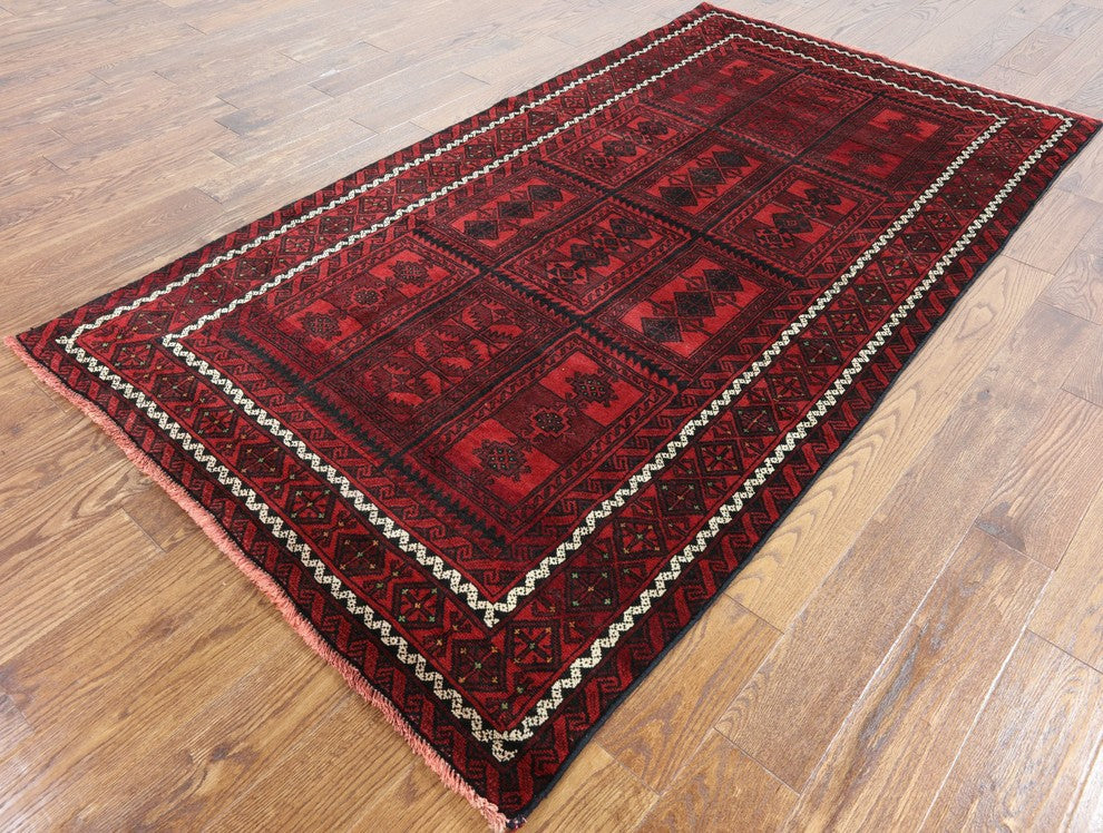4'x8 Handmade Persian Oriental Balouch Wool On Wool Runner, W2313