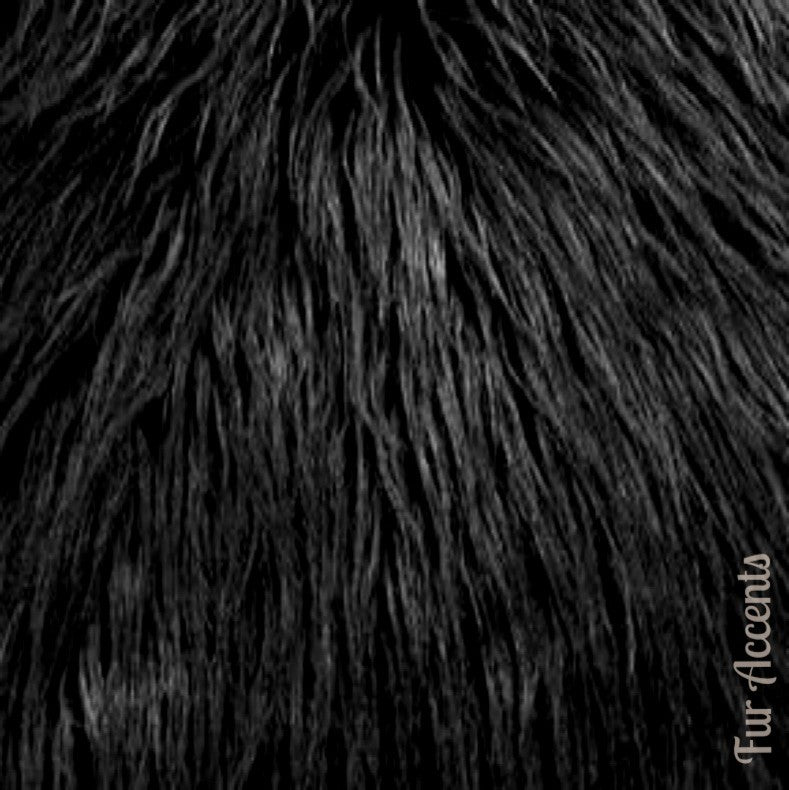 Non-Slip Black Shag Faux Sheepskin Rug, 7'
