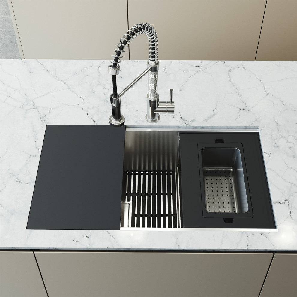 Hampton 32"L x 17"W Stainless Steel Undermount Workstation Kitchen Sink