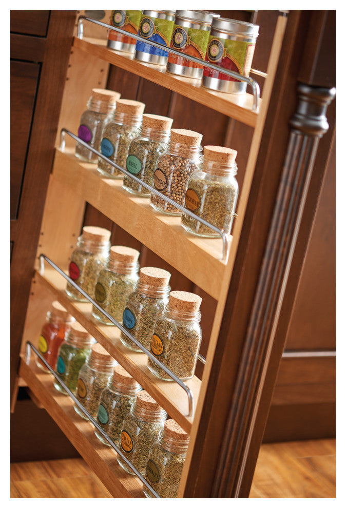 Wood Base Filler Pull Out Organizer for New Kitchen With Soft Close, 6"