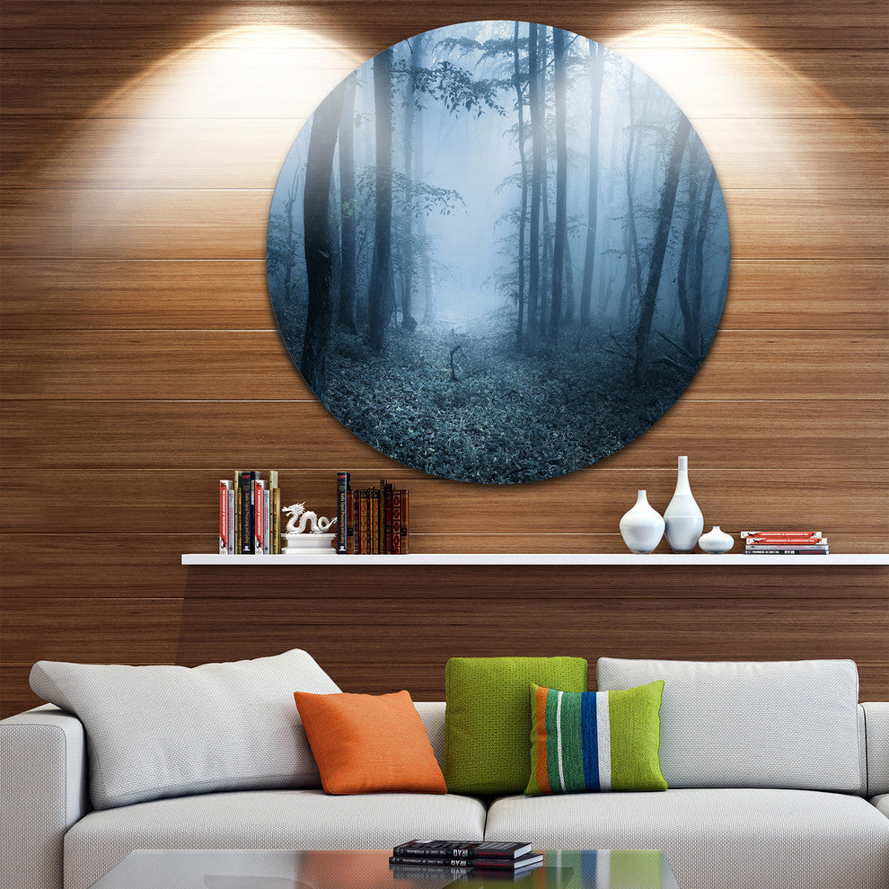 Foggy Spring Forest, Landscape Photography Round Wall Art, 23"