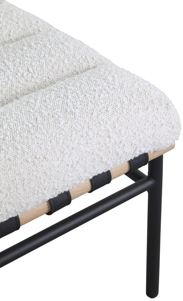 Burke Upholstered Accent Chair, Cream, Boucle Fabric, White Oak