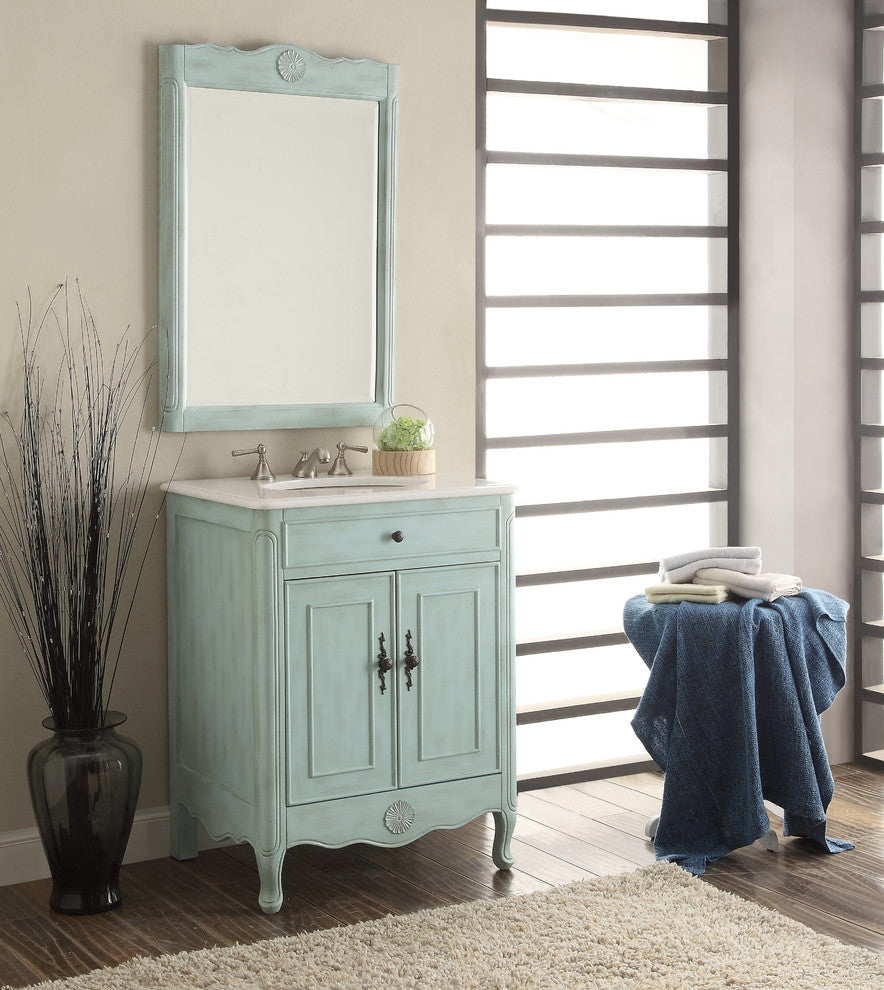 26" Cottage-Style 2-Door Daleville Bathroom Vanity With Mirror Set