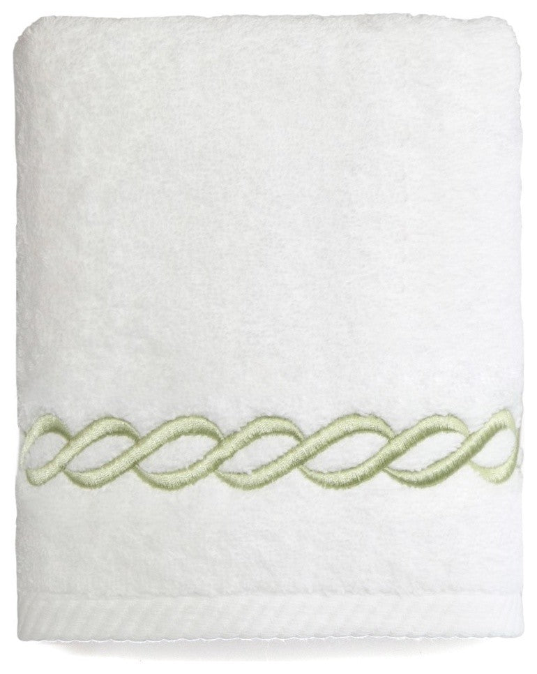 Soft Twist Cadena Hand Towel, White & Light Green, 16"x30"