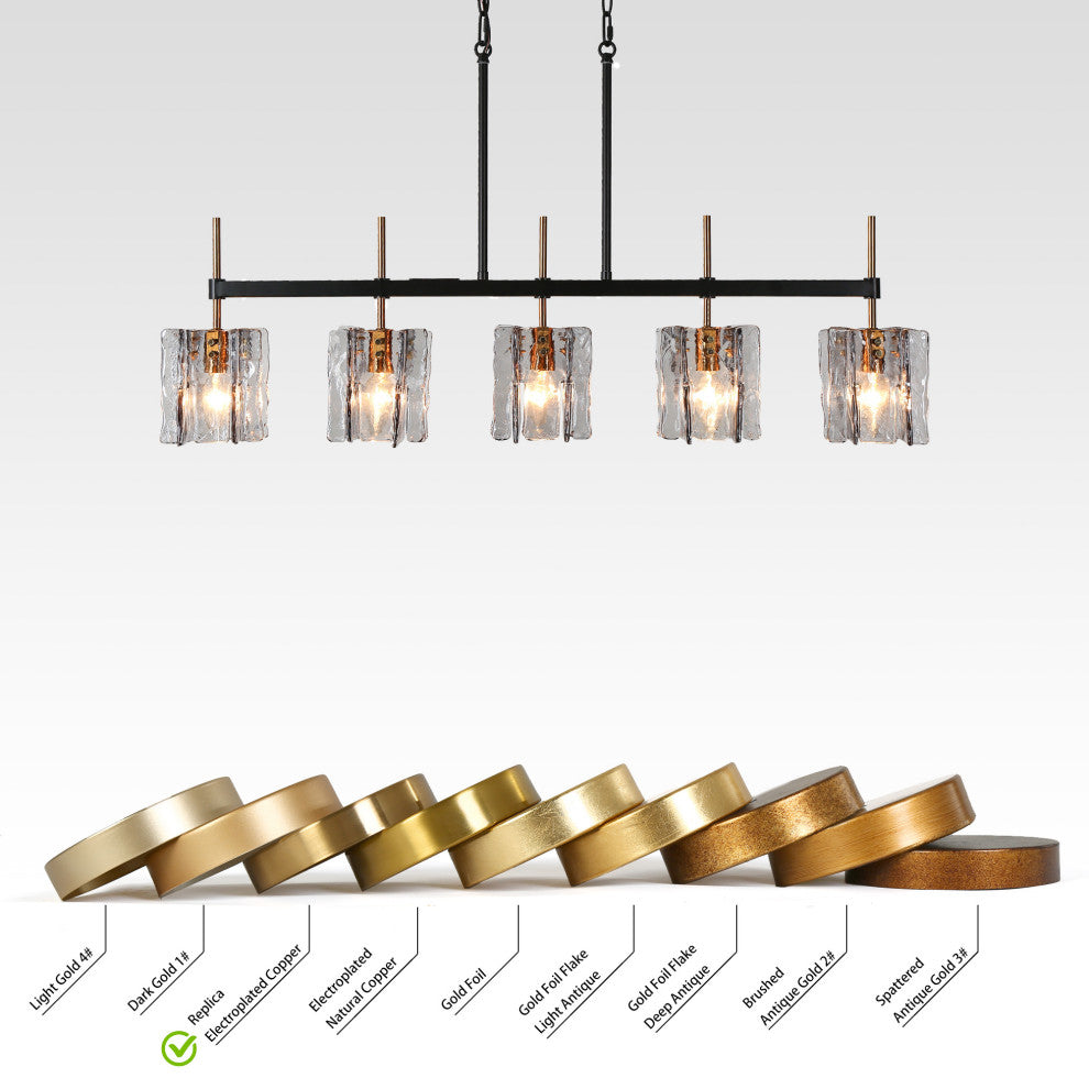 LNC Tucana Polished Gold and Matte Black Modern Kitchen Island Light, 5 Light