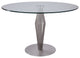 Lindsey  Dining Table, Brushed Stainless Steel Finish and Clear Glass Top