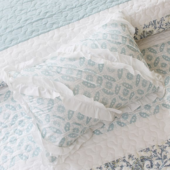 Madison Park Percale Printed 6-Piece Coverlet Set, Aqua, Full/Queen
