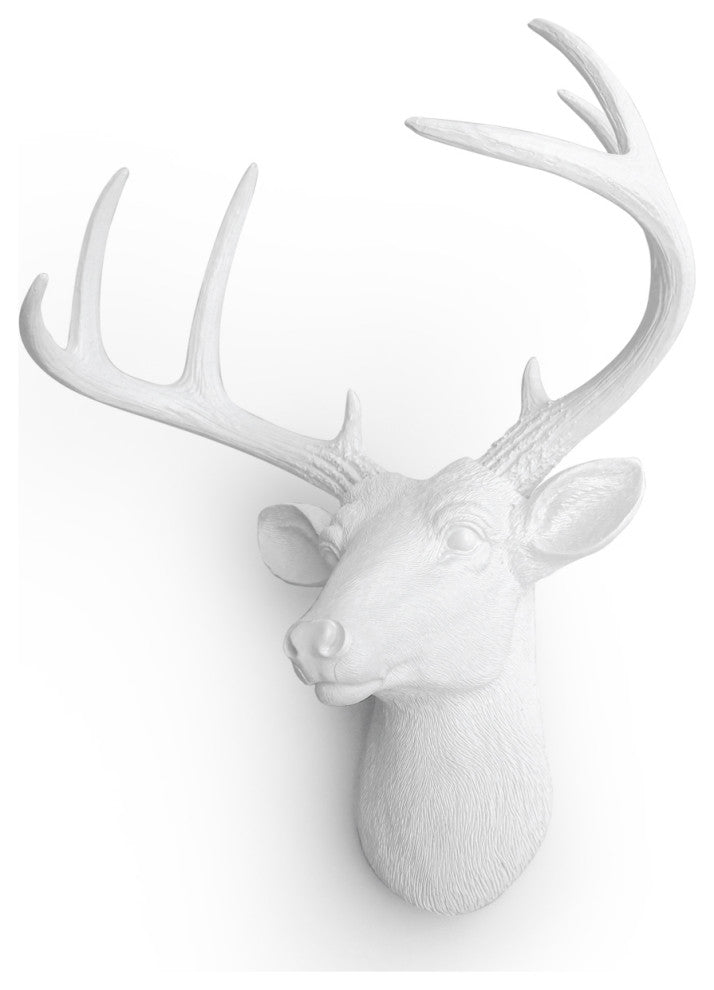 Virginia Faux Mini Deer Head, White/White