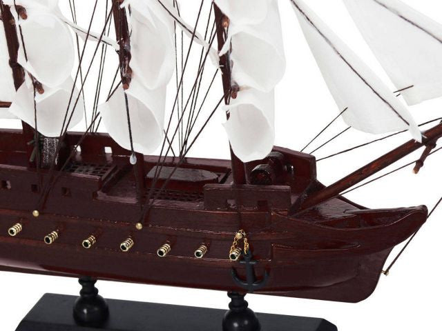 Wooden Caribbean Pirate White Sails Model Pirate Ship 12''