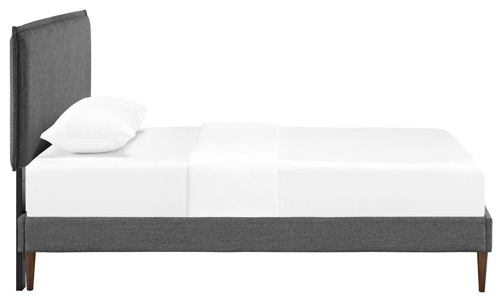 Modway Camille Twin Fabric Platform Bed With Round Tapered Legs, Gray