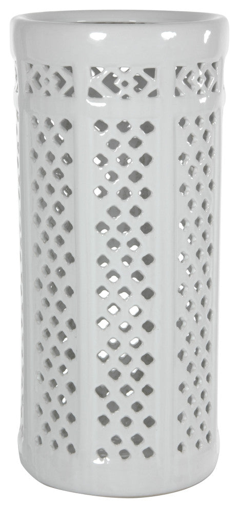 17" Carved Lattice Decorative Umbrella Stand