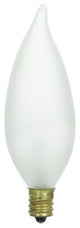 Sunlite 60 Watt Flame Tip Chandelier, Candelabra Base, Frost, 6 Pack