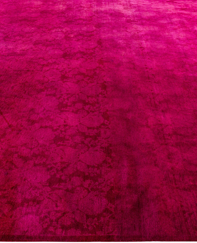 Overdyed One-of-a-Kind Hand-Knotted Area Rug Pink, 8' 2" x 8' 3"