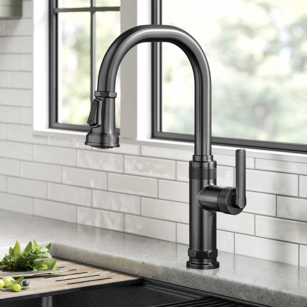 Sellette Pull-Down Kitchen Faucet, Spot Free Black Stainless, Model Kpf-4102sfsb