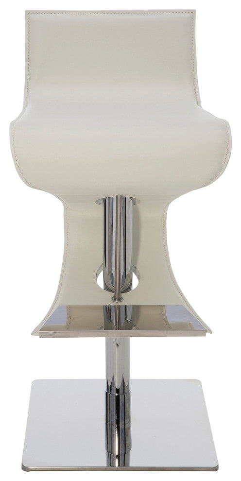 Portland Adjustable Bar Stool, Modern Contemporary Counter Stool Leather, White