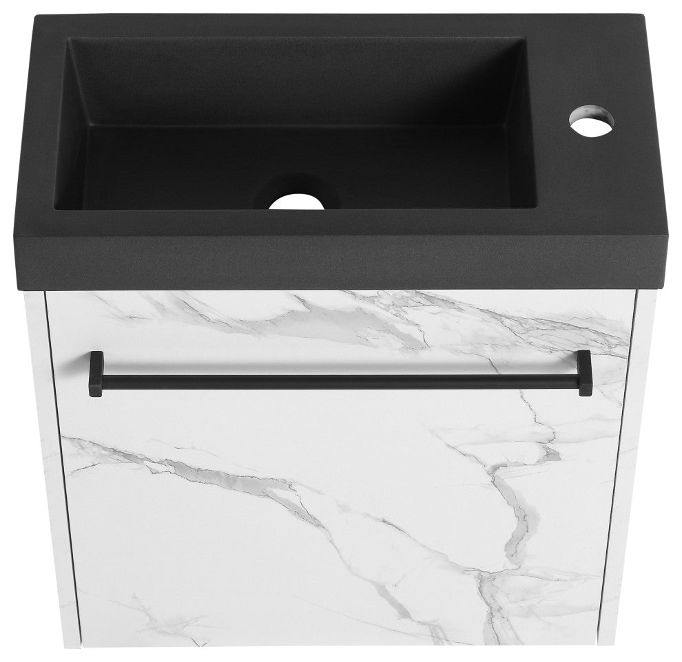 GDF Studio 20" Wall-Mounted Bathroom Vanity, Resin Sink & Soft-Close Cabinet