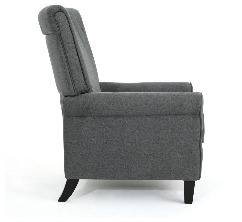 GDF Studio Charlene Traditional Fabric Recliner Chair, Charcoal