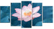 "Blooming Pink Lotus Flower" Oversized Beach Canvas Artwork, 5 Panels, 60"x32"